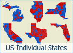 50 mapas estaduais individuais dos EUA