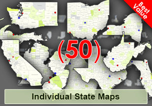 50 Individual US State Maps