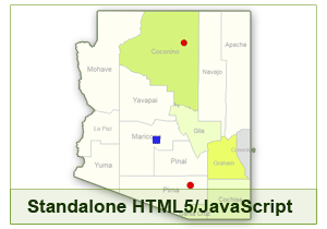 Interactive Map of Arizona - HTML5/JavaScript