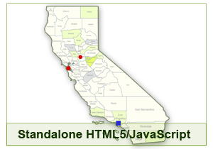 Interactive Map of California - HTML5/JavaScript
