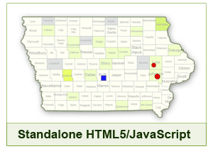 Interactive Map of Iowa - HTML5/JavaScript