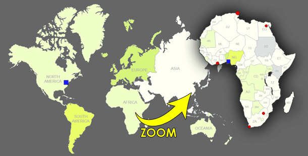 Carte du monde interactive en détail