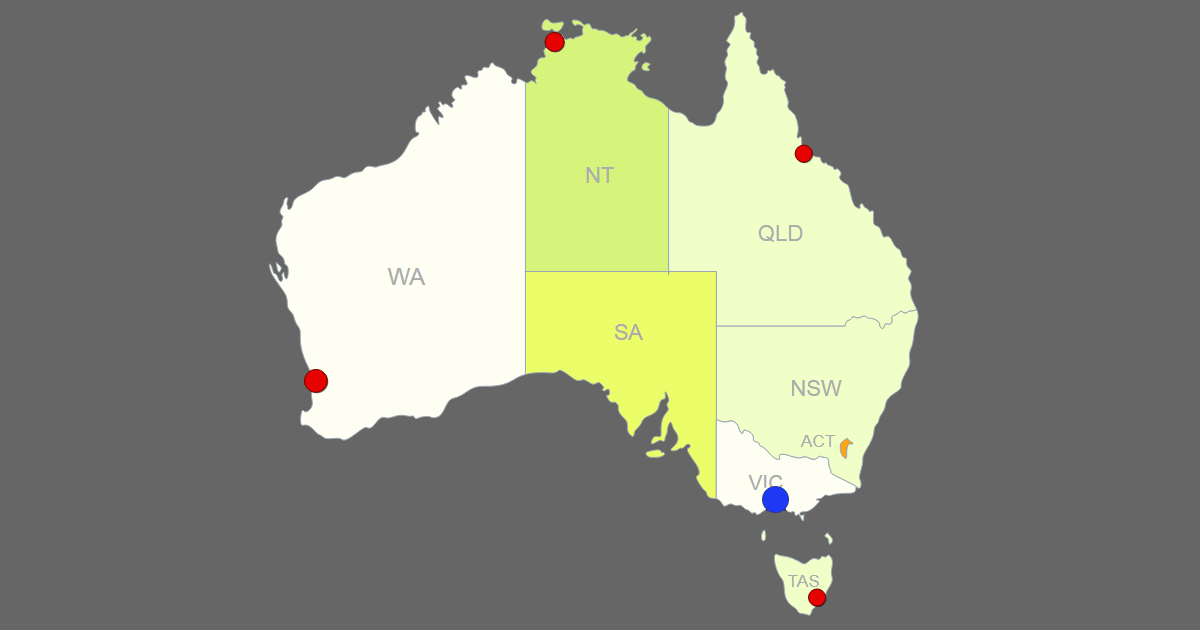 Interactive Map of Australia [Clickable States/Cities]