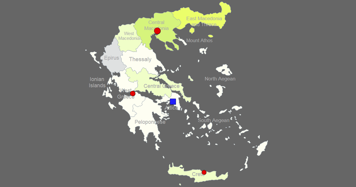 Interactive Map of Greece [Clickable Regions/Cities]