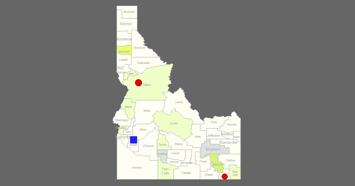 Interactive Map of Idaho [Clickable Counties / Cities]