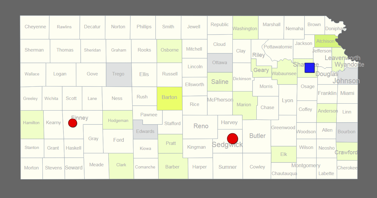 Kansas Map With Counties And Cities Printable