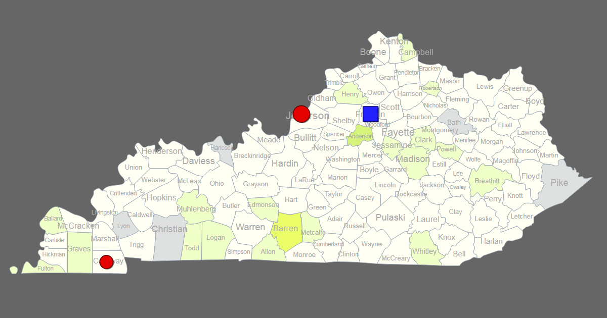 Interactive Map of Kentucky [Clickable Counties / Cities]