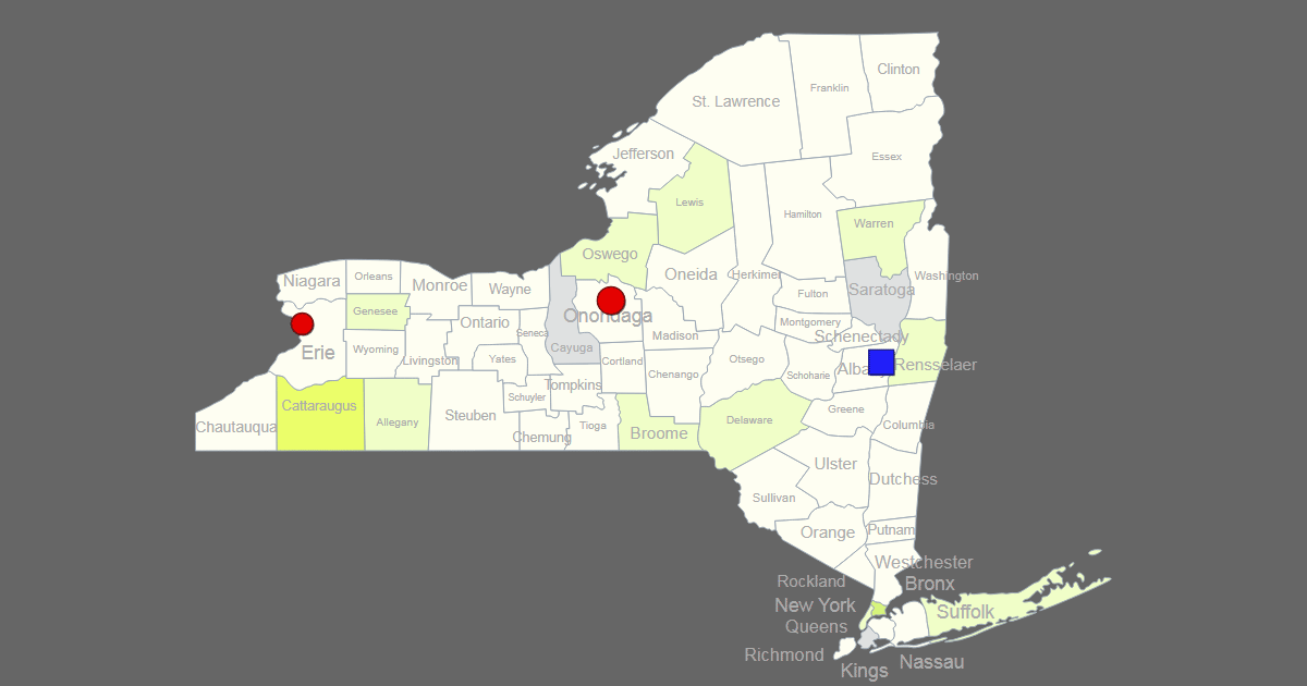 Interactive Map of New York [Clickable Counties / Cities]