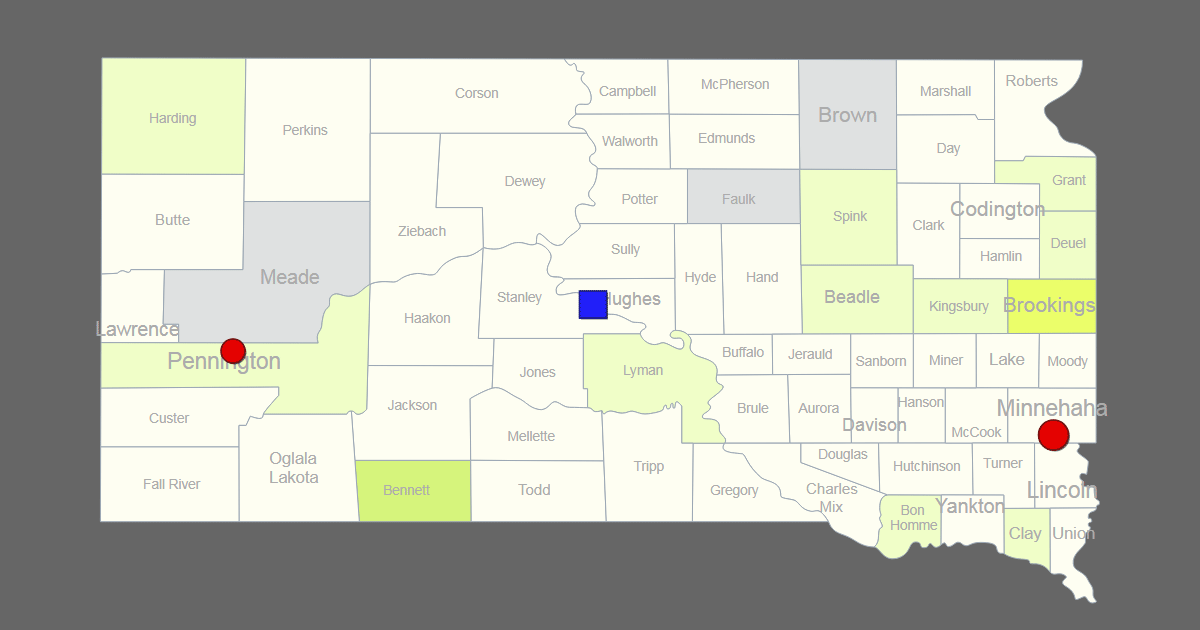Interactive Map of South Dakota [Clickable Counties / Cities]