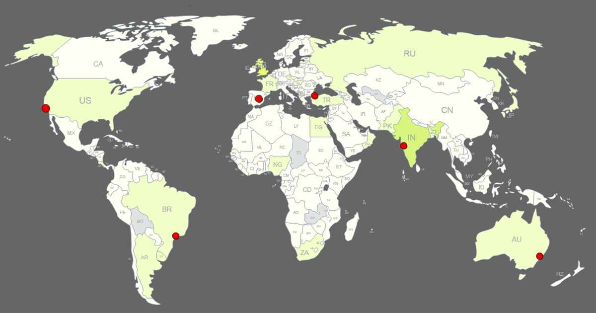 Interactive World Map [ Able Countries Cities]